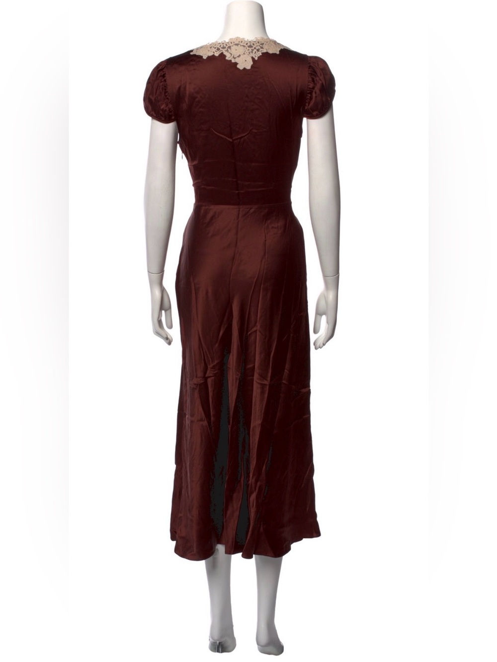 DOEN Coraline corded lace-trimmed silk-satin midi dress - Picture 4 of 5